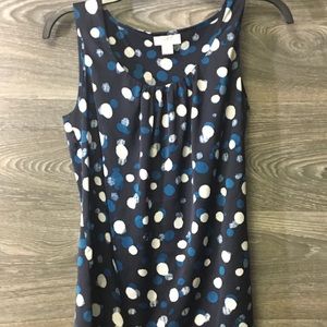 LOFT Navy dotted dressy sleeveless blouse Size XS